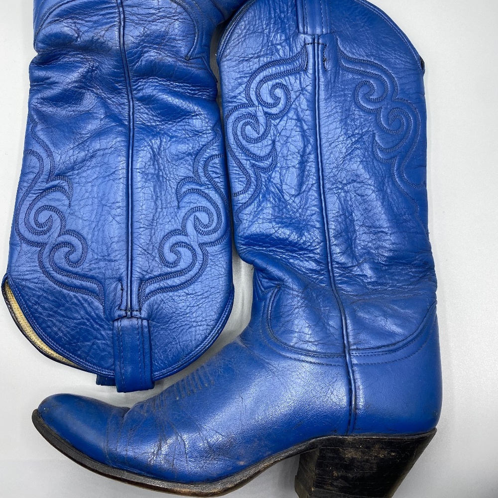 Vintage Rodeo Queen Tony Lama Royal Blue Cowgirl Boots size 7.5